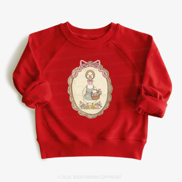 Floral Coquette Spring Easter Goose Kid's Sweatshirt