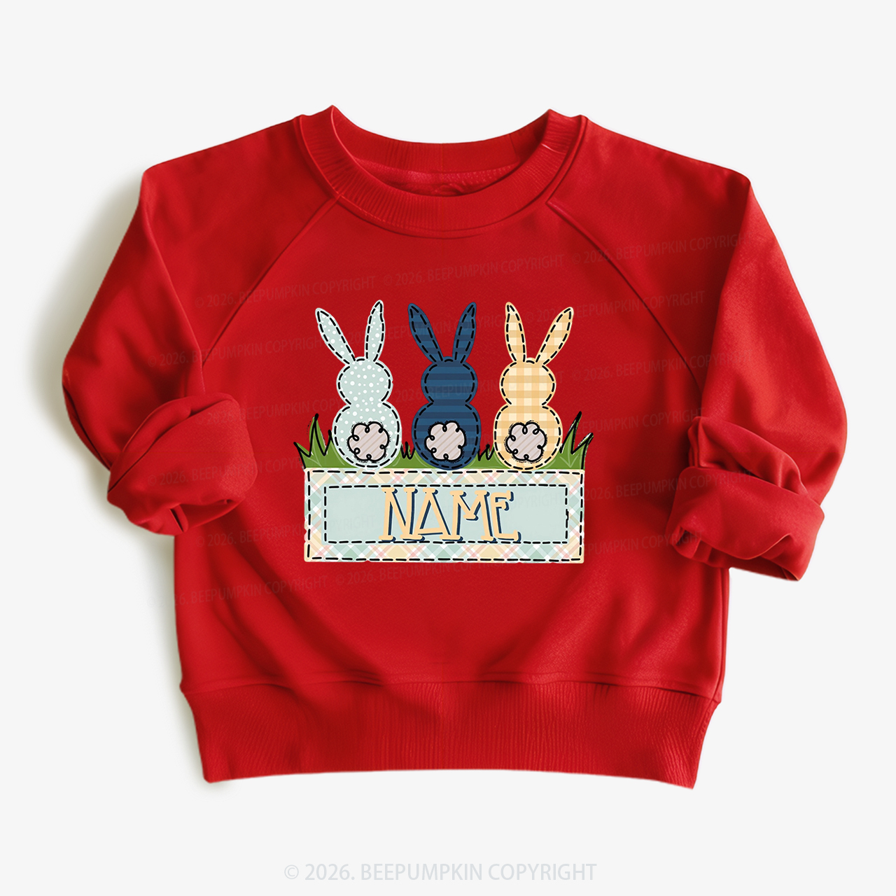 Personalized Name Easter Bunny Trio Kid's Sweatshirt