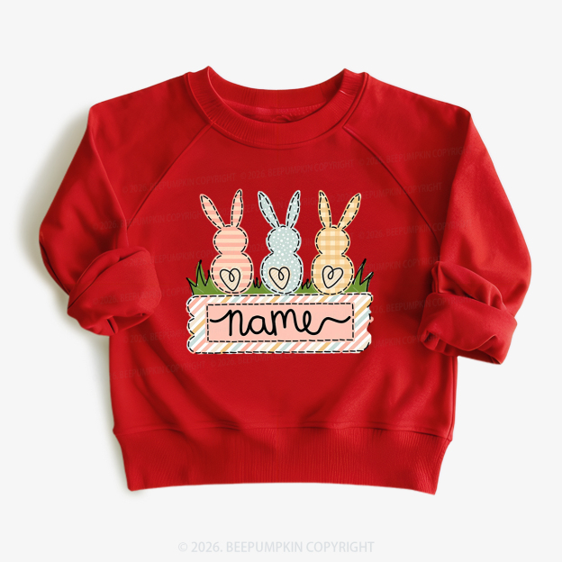Personalized Name Easter Bunny Trio Girl Kid's Sweatshirt