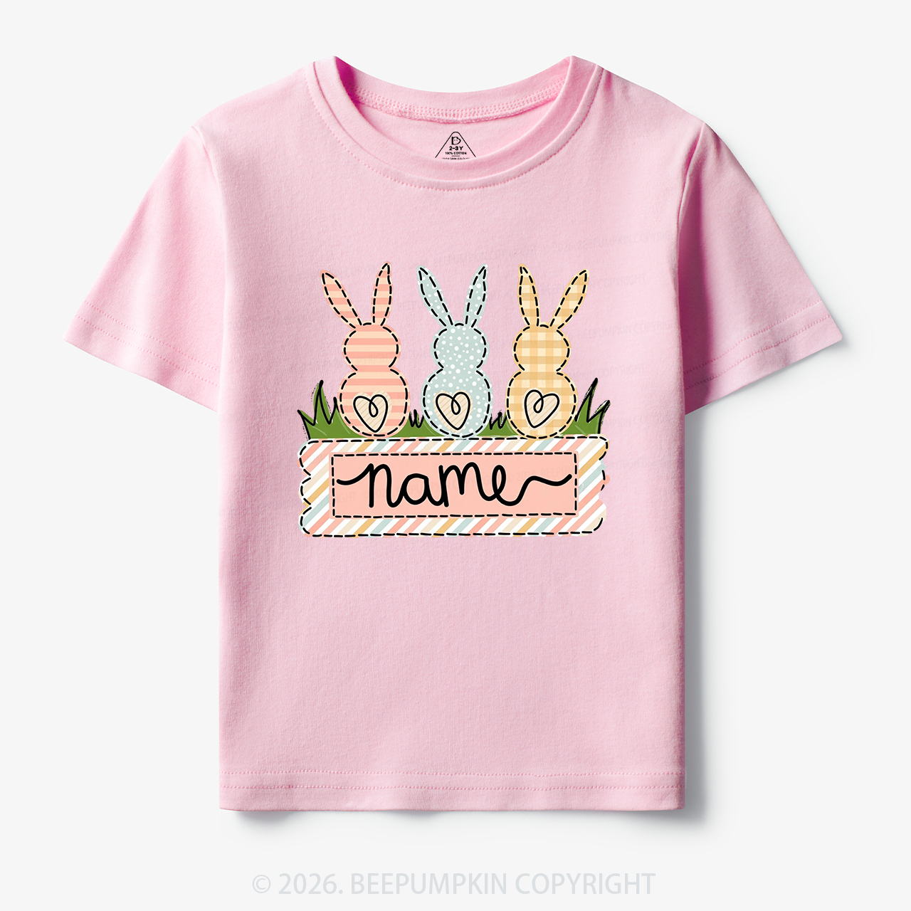 Personalized Name Easter Bunny Trio Girl Toddler&Kid's Tees