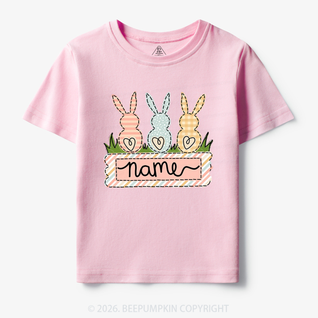 Personalized Name Easter Bunny Trio Girl Toddler&Kid's Tees