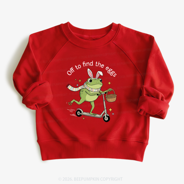 Funny Frog on Scooter Easter Egg Kid's Sweatshirt 7