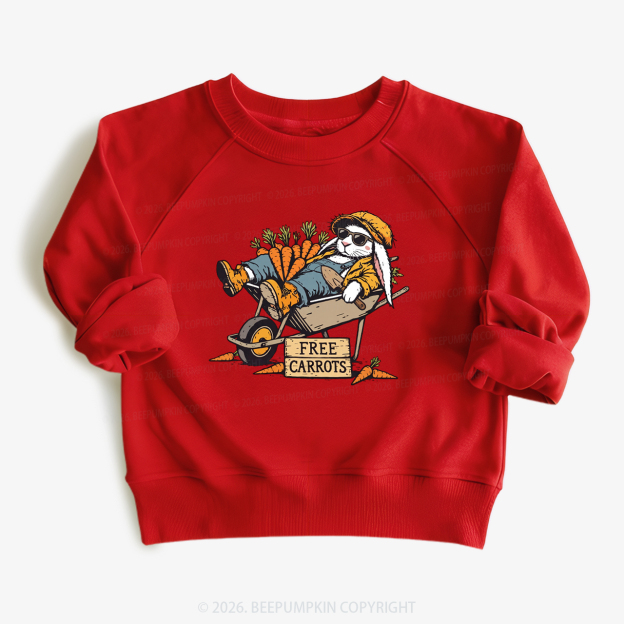 Cool Bunny Free Carrots Easter Kid's Sweatshirt