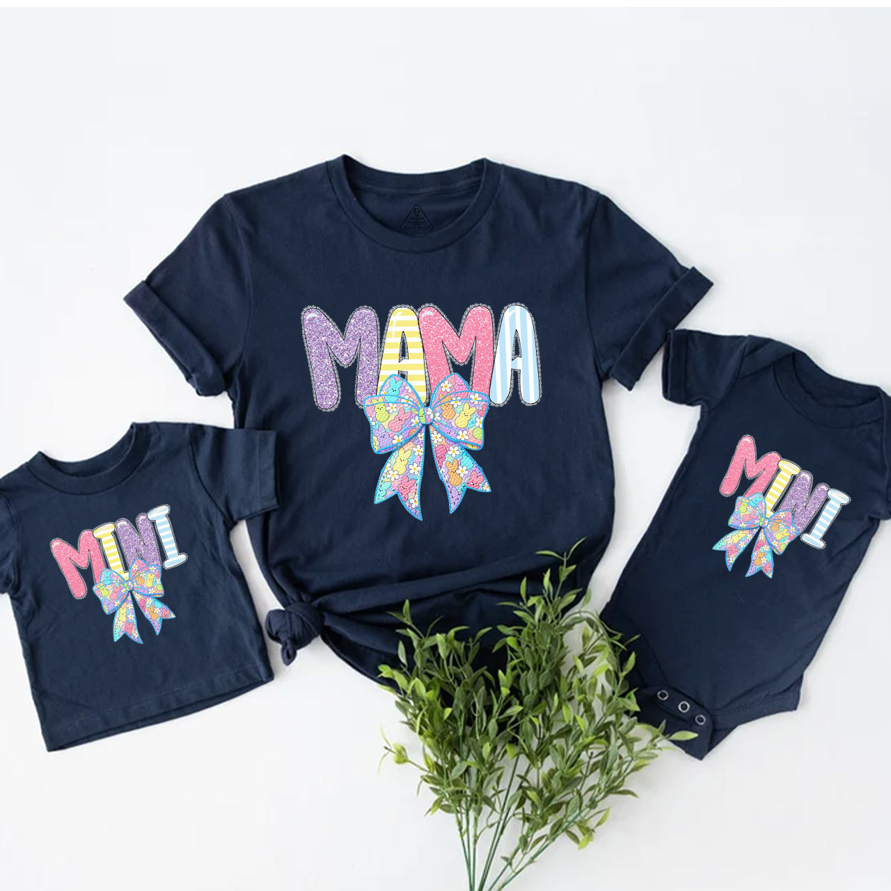 Mommy and Me Bunny Happy Easter Mom&Me Matching T-Shirts