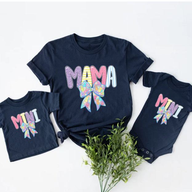 Mommy and Me Bunny Happy Easter Mom&Me Matching T-Shirts