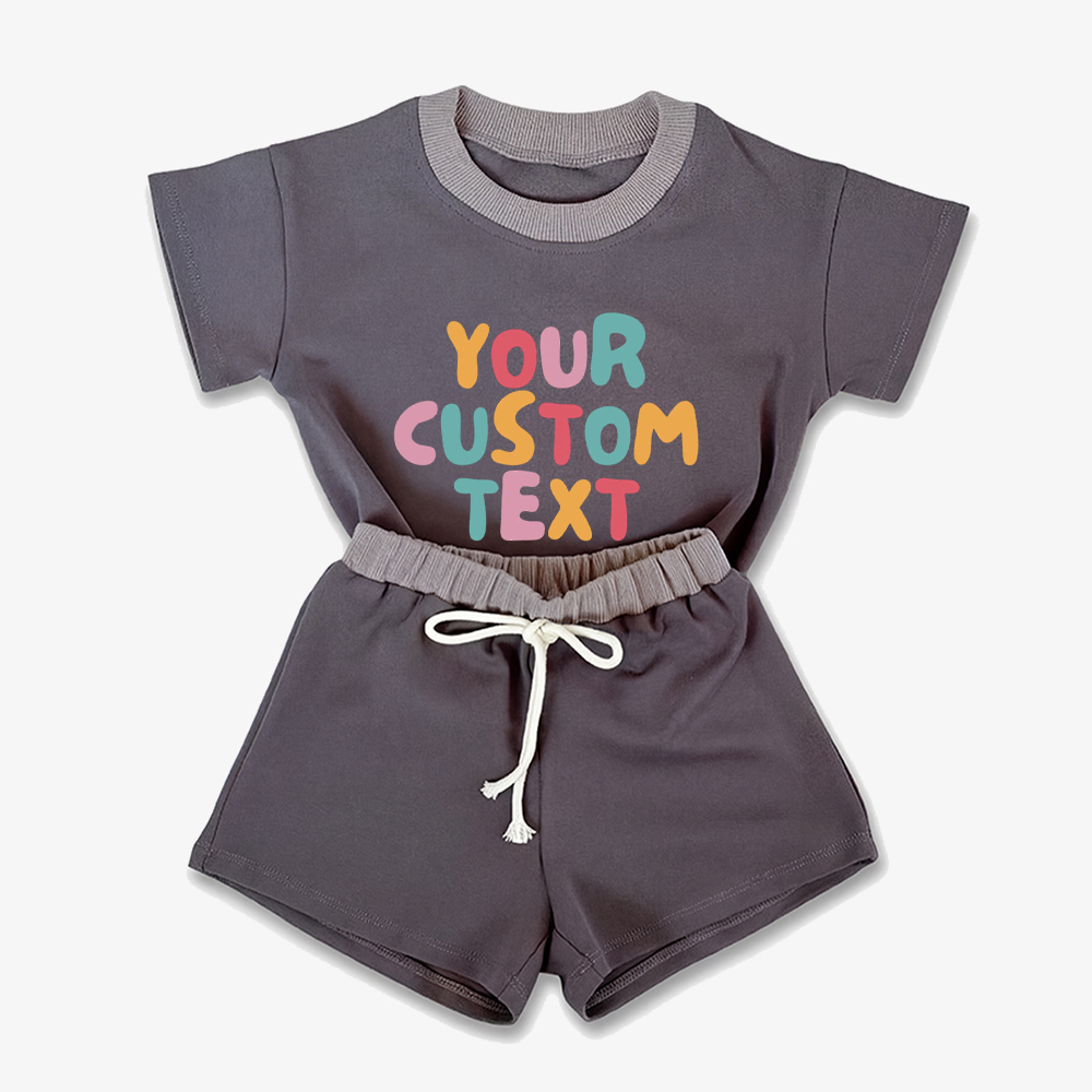 Personalized Colorful Name Baby Short Sleeve Tee and Shorts Sets