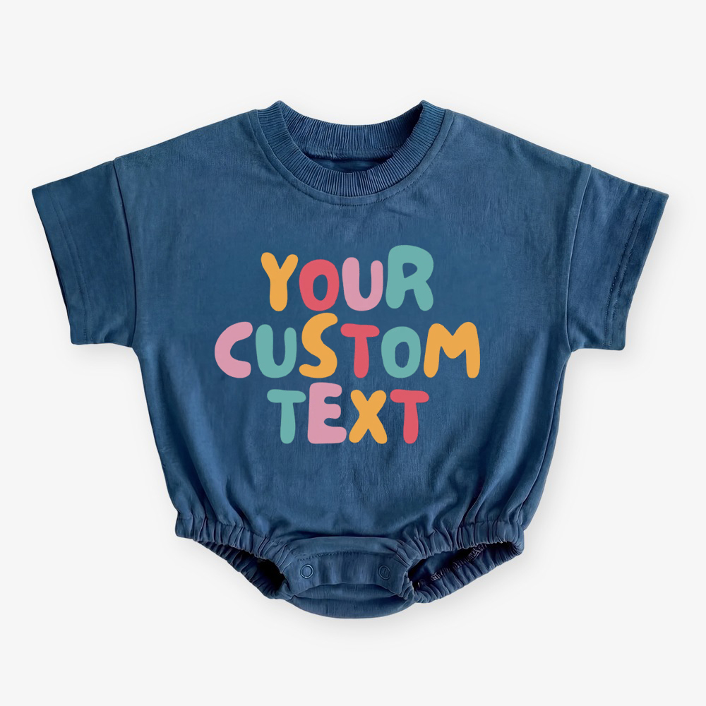 Personalized Colorful Name Short Sleeve Baby Bubble Romper
