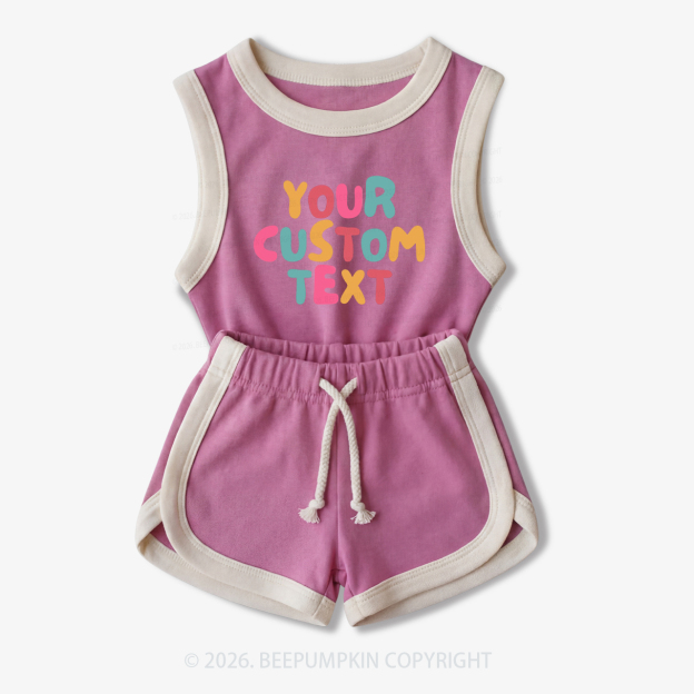 Personalized Colorful Name Baby Tank Top and Shorts Sets