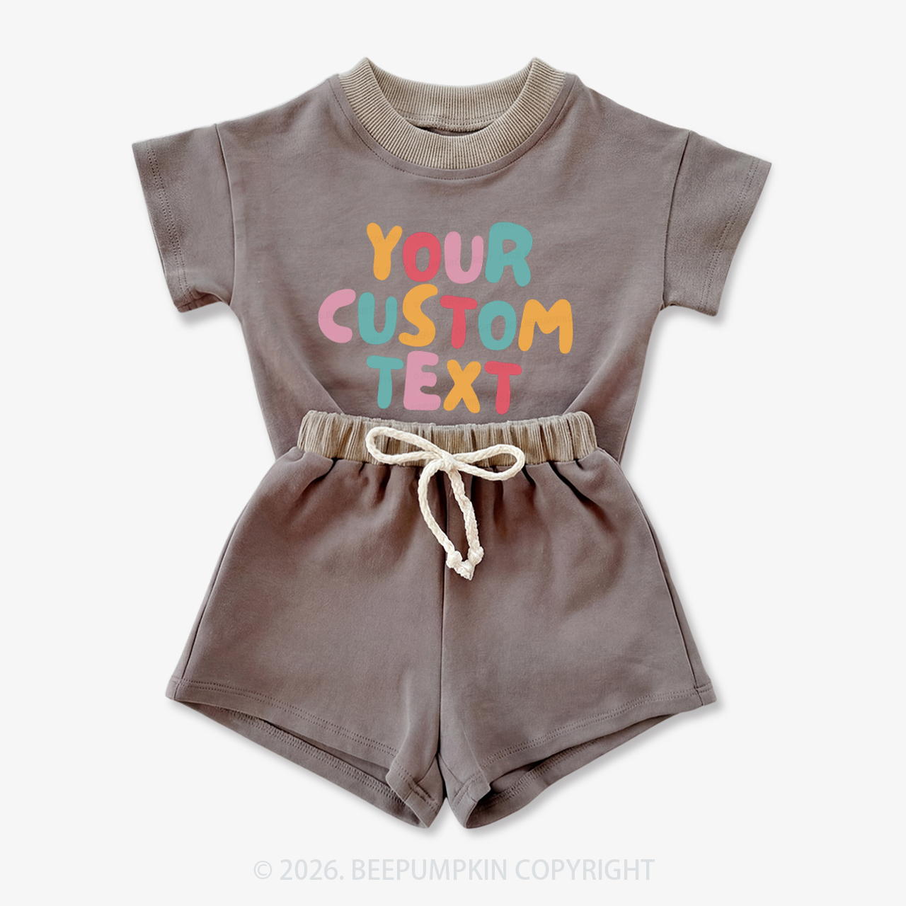 Personalized Colorful Name Baby Short Sleeve Tee and Shorts Sets