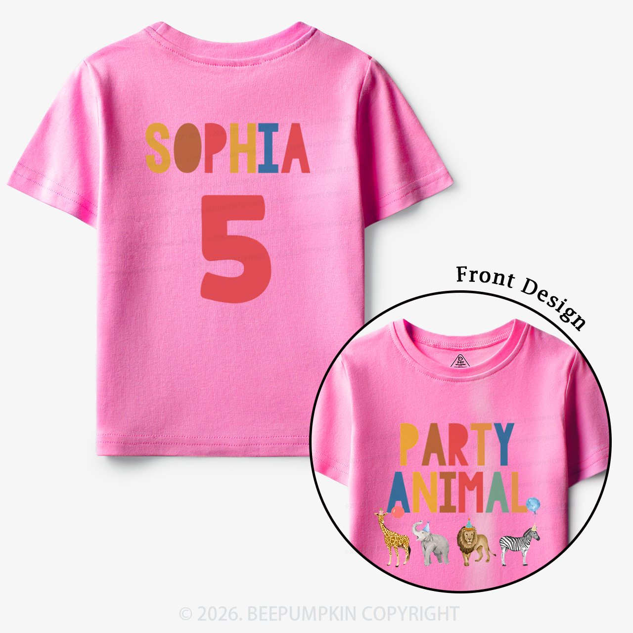 Personalized Party Animal Birthday Toddler&Kid's Tees