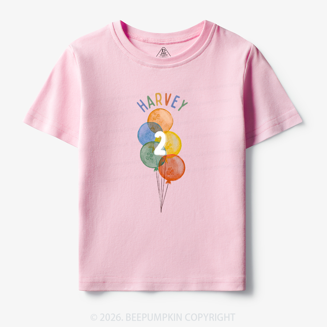 Personalized Rainbow Balloon Birthday Toddler&Kid's Tees