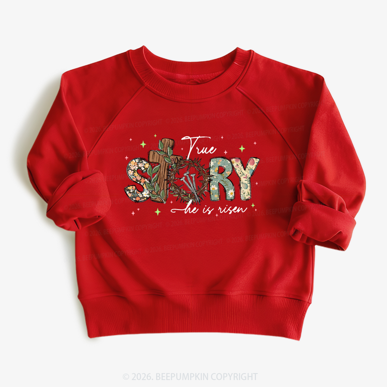 True Story He Is Risen Retro Easter Kid's Sweatshirt