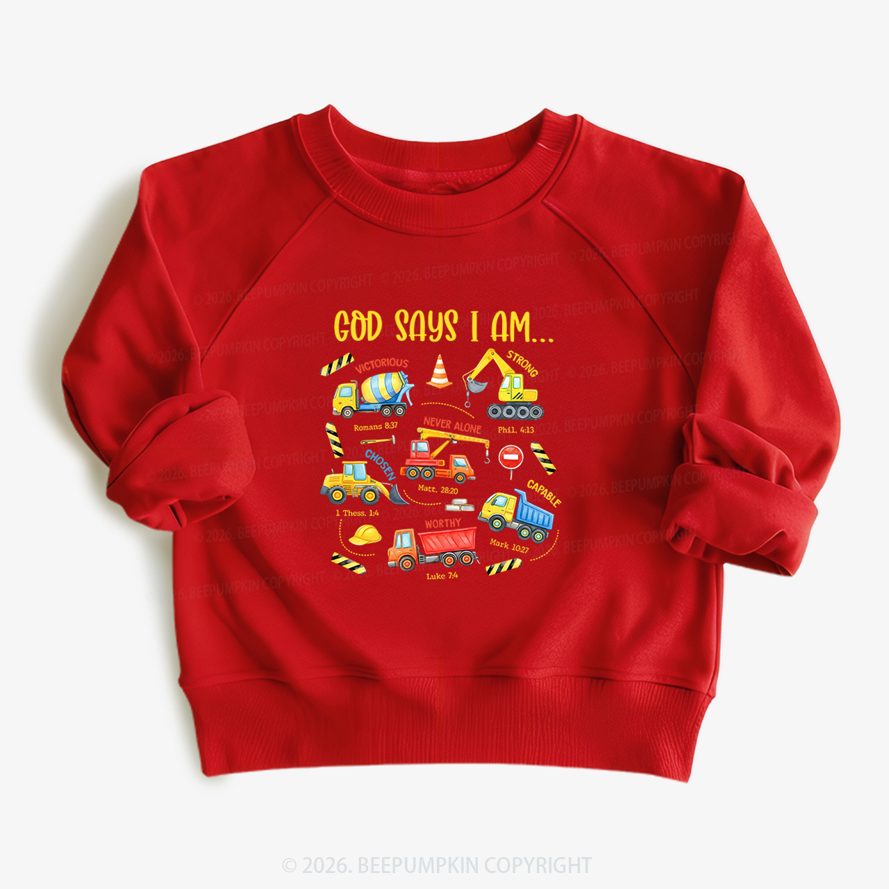 God Says I Am Construction Kid's Sweatshirt