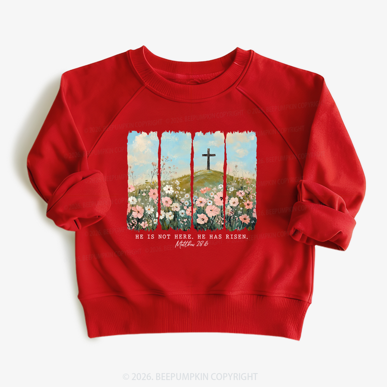 He is Risen Wildflower Spring Easter Kid's Sweatshirt