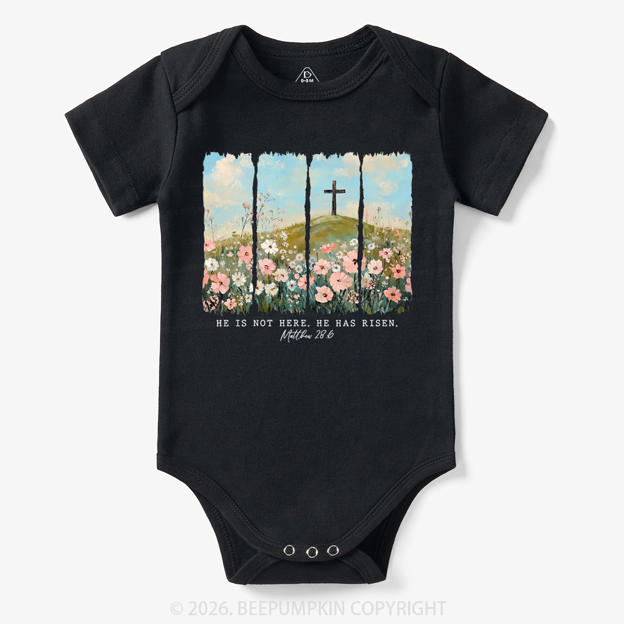 He is Risen Wildflower Spring Easter Bodysuit