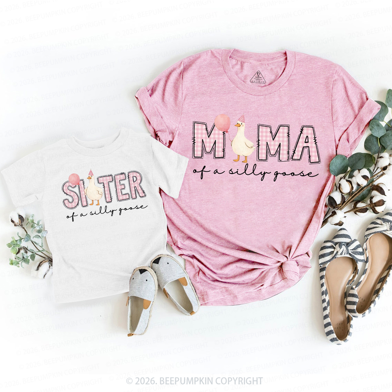 Pink Silly Goose 1st Birthday Family Matching T-Shirts