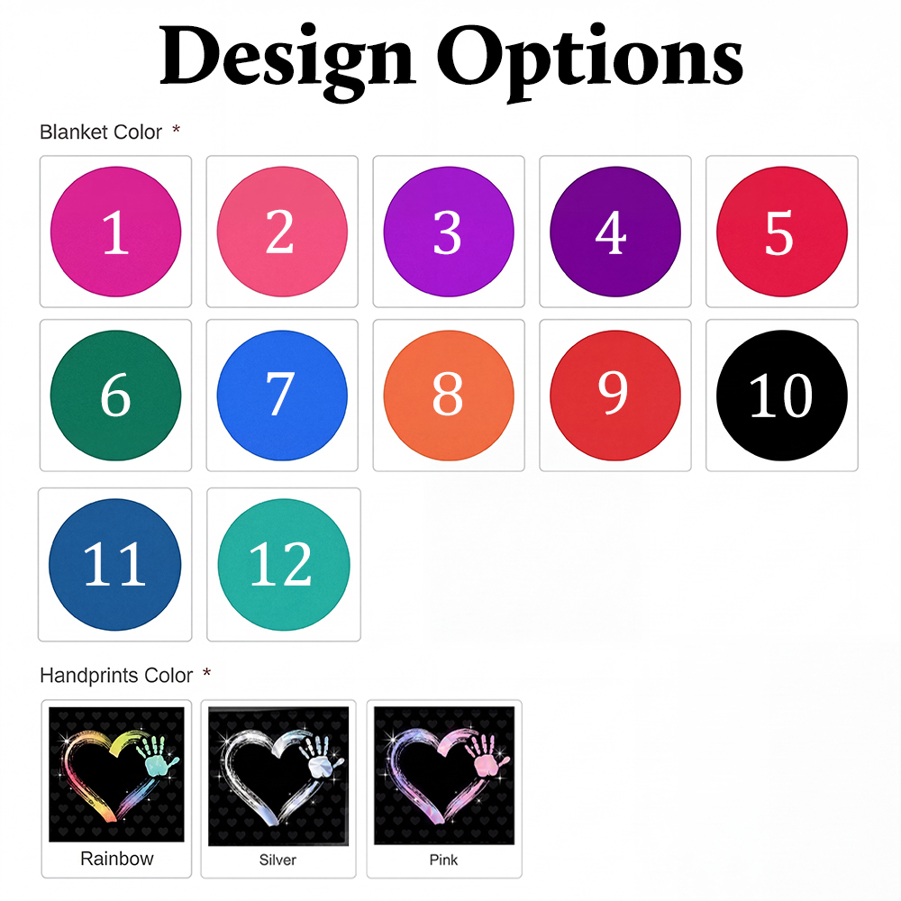 Personalized Gradient Handprints Love Heart Fleece Blanket