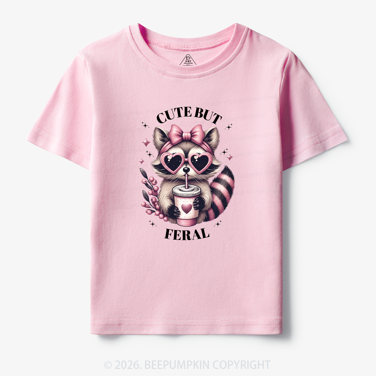 Cute But Feral Funny Raccoon Toddler&Kid's Tees