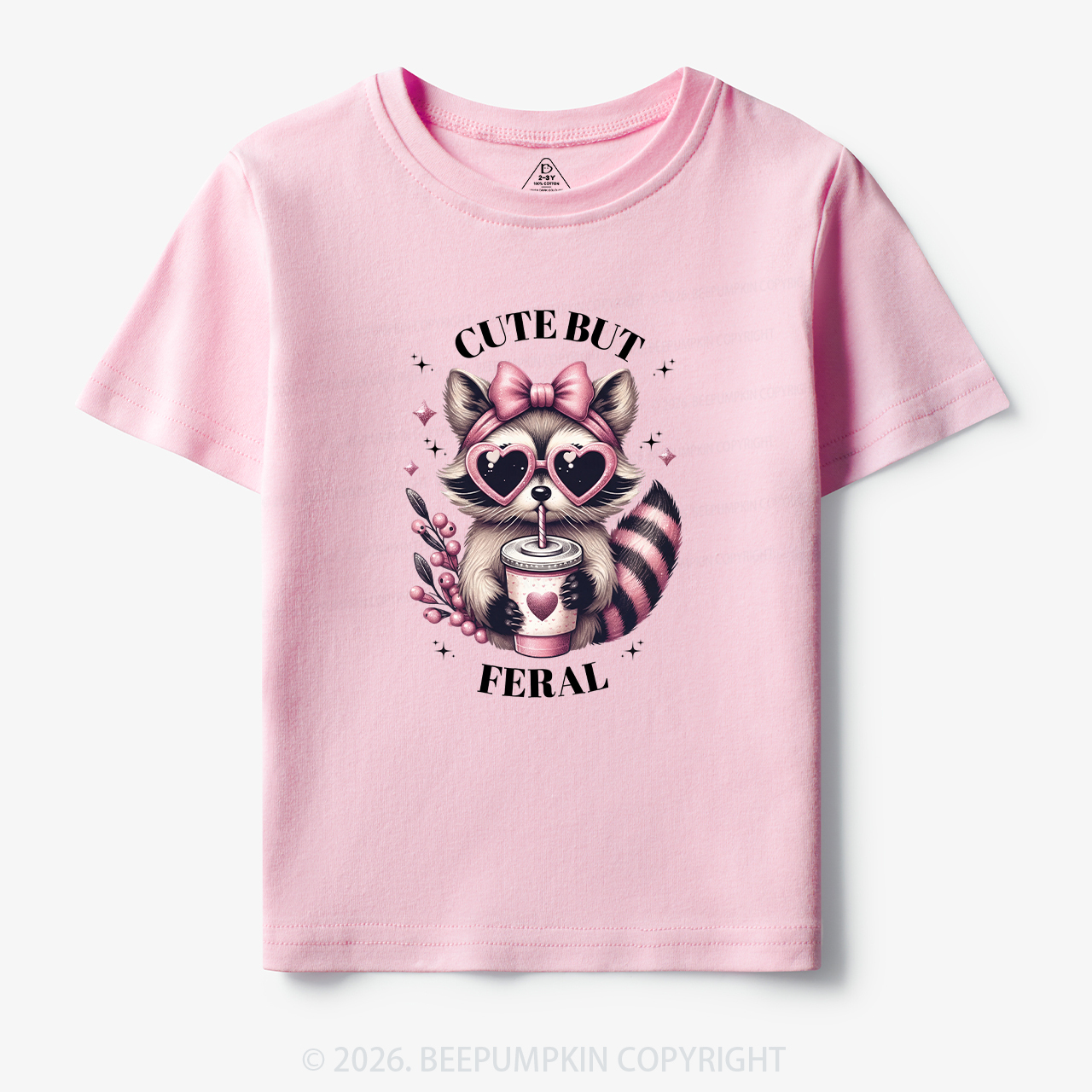 Cute But Feral Funny Raccoon Toddler&Kid's Tees