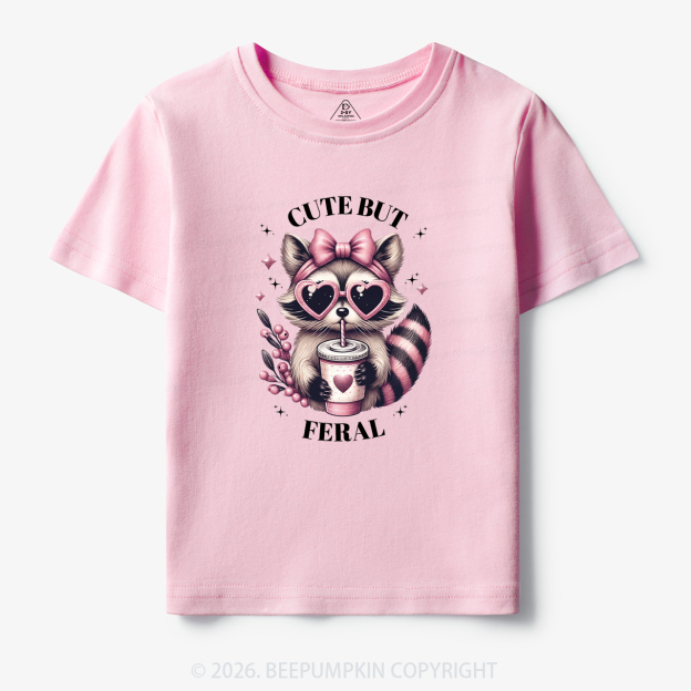 Cute But Feral Funny Raccoon Toddler&Kid's Tees