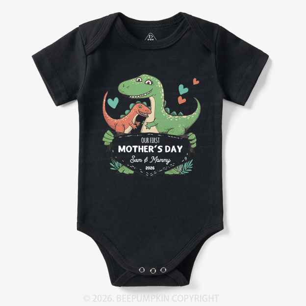 Personalized Our First Mother's Day Cute Dinosaur Bodysuit