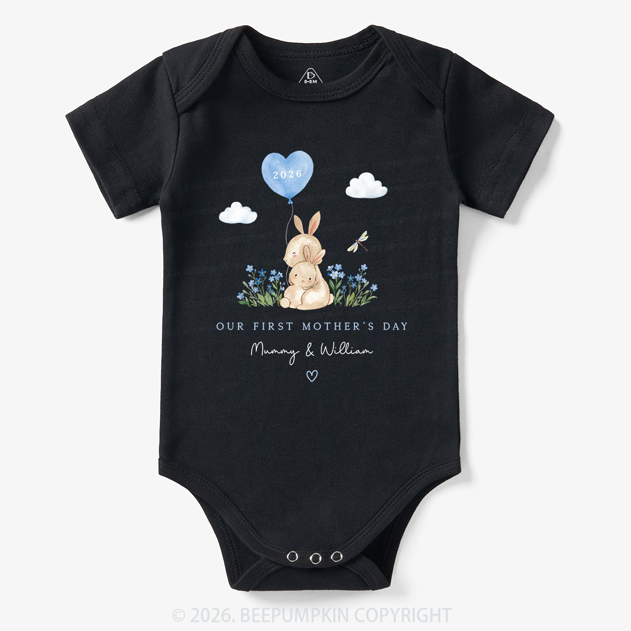 Personalized Our First Mother's Day Rabbit Together Bodysuit