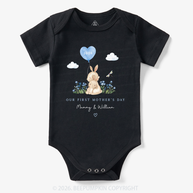 Personalized Our First Mother's Day Rabbit Together Bodysuit
