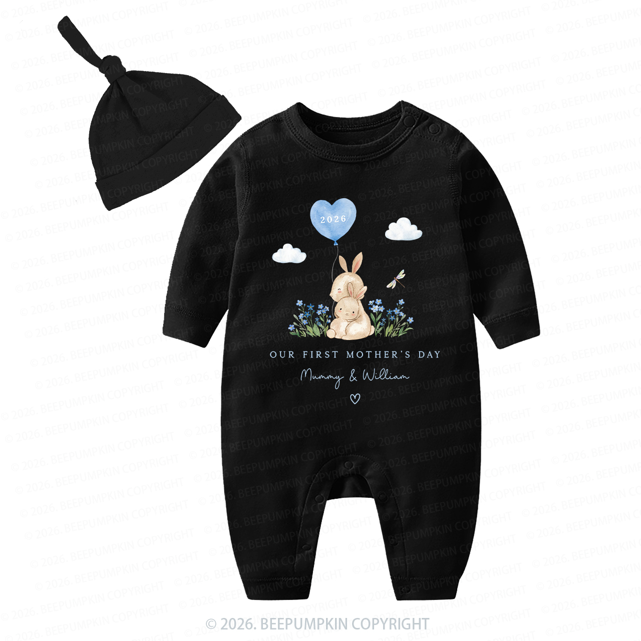 Personalized Our First Mother's Day Rabbit Together Baby Coming Home Outfit