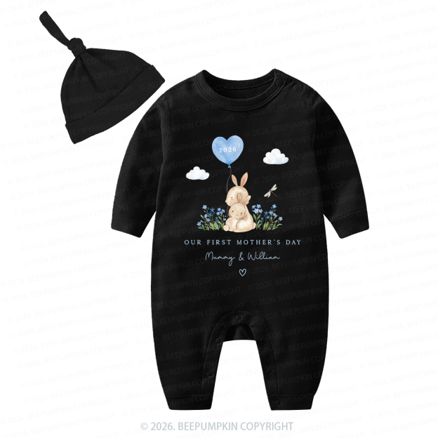 Personalized Our First Mother's Day Rabbit Together Baby Coming Home Outfit