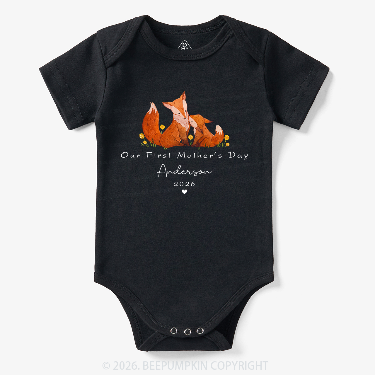 Personalized First Mother's Day Fox Bodysuit