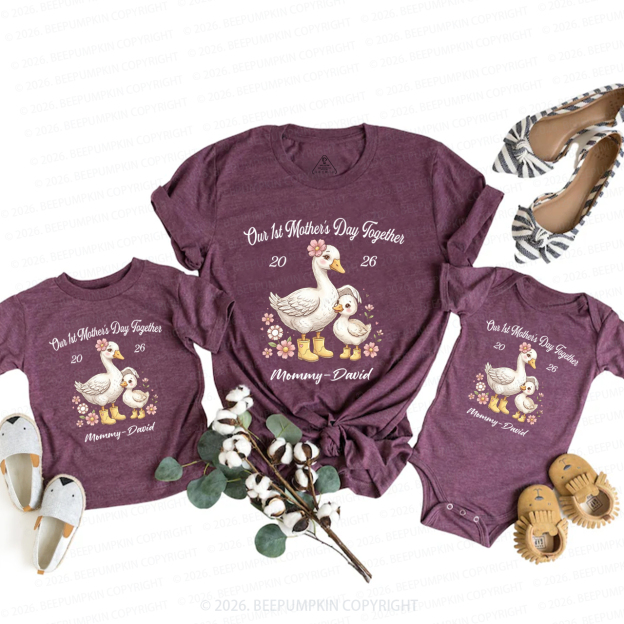 Personalized First Mother's Day Cute Duck Mom&Me Matching T-Shirts