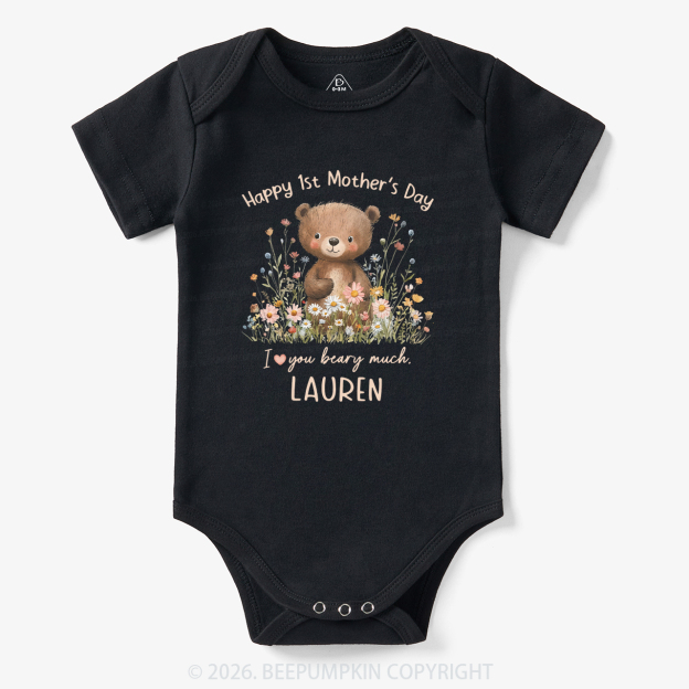 Personalized Happy 1st Mother's Day Floral Bear Bodysuit