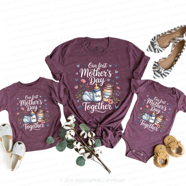 Our First Mother's Day Together Coffee Bottle Mom&Me Matching T-Shirts