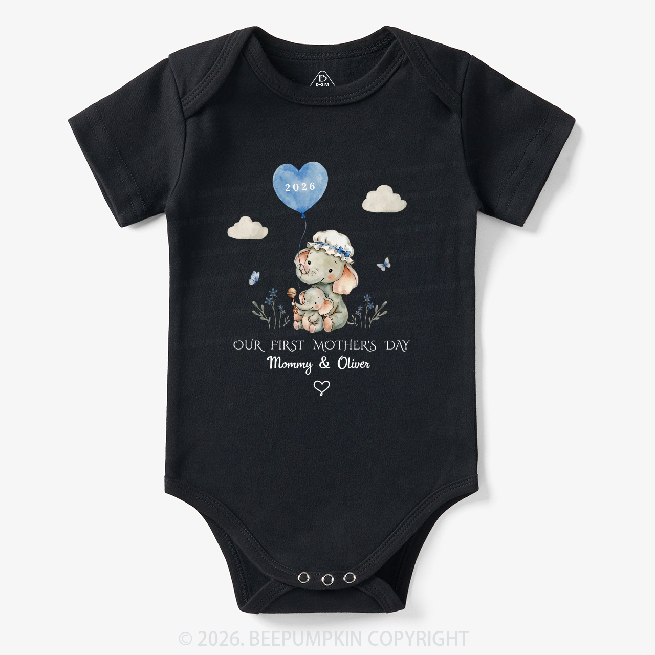 Personalized First Mother's Day Elephant Bodysuit