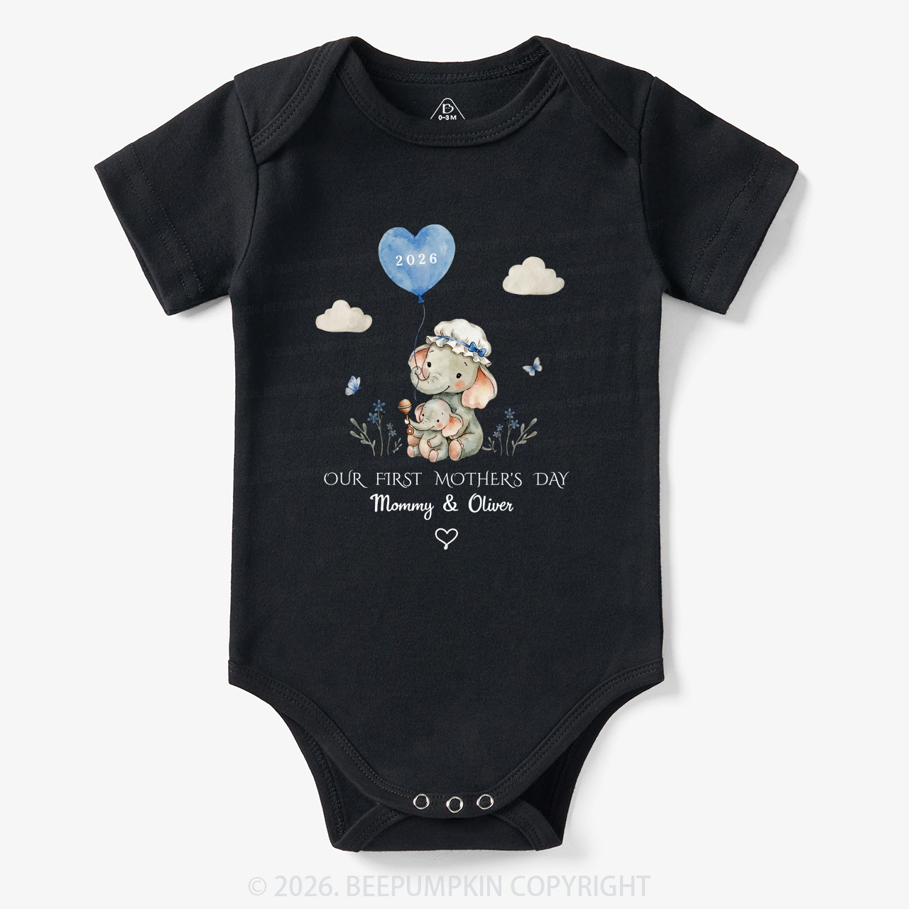 Personalized First Mother's Day Elephant Bodysuit