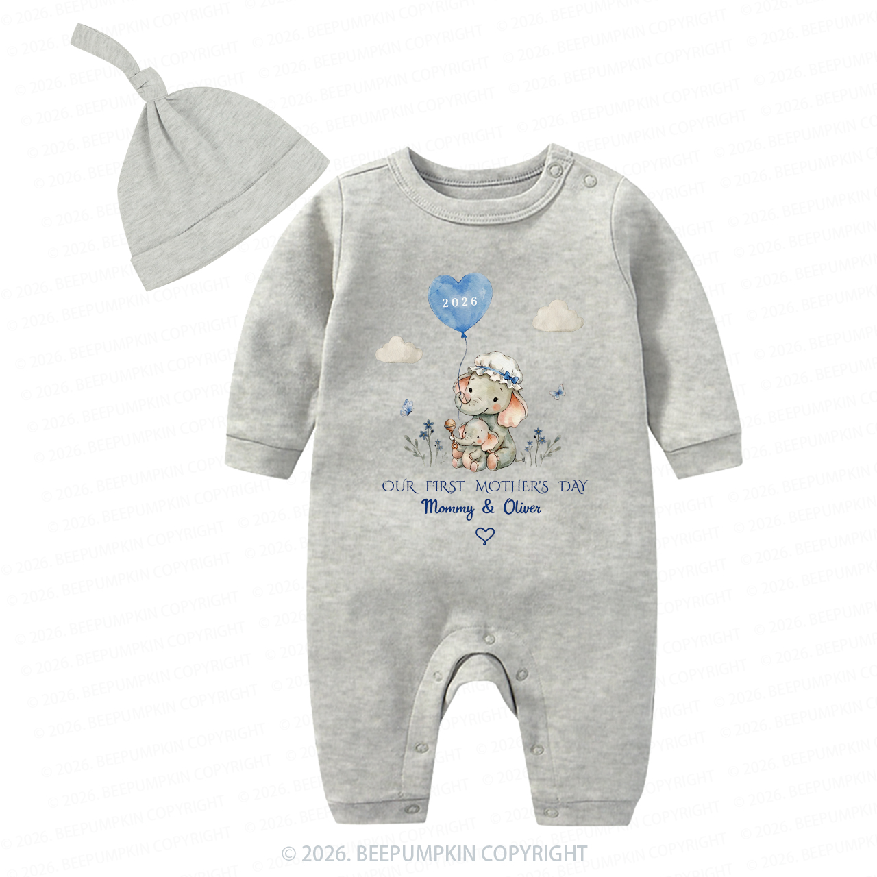Personalized First Mother's Day Elephant Baby Coming Home Outfit