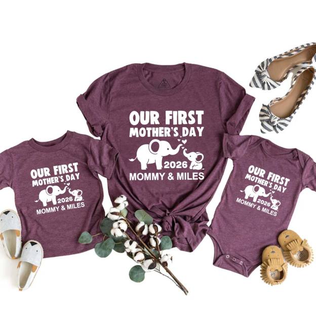 Elephant First Mothers Day Mom&Me Matching Tees