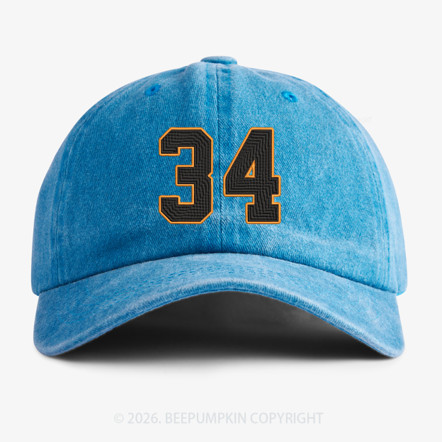 Personalized Number Embroidered Washed Baseball Cap For Kids