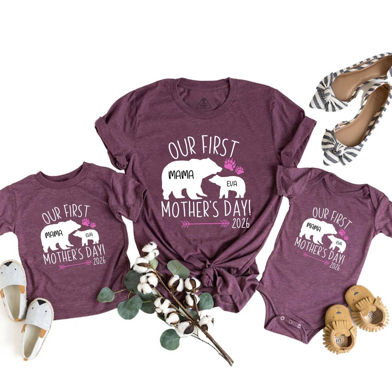 Girl Mom Baby Bear Mom&Me Matching T-Shirts