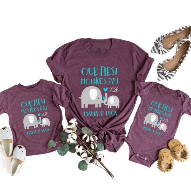 Elephant First Mother's Day Matching Tees