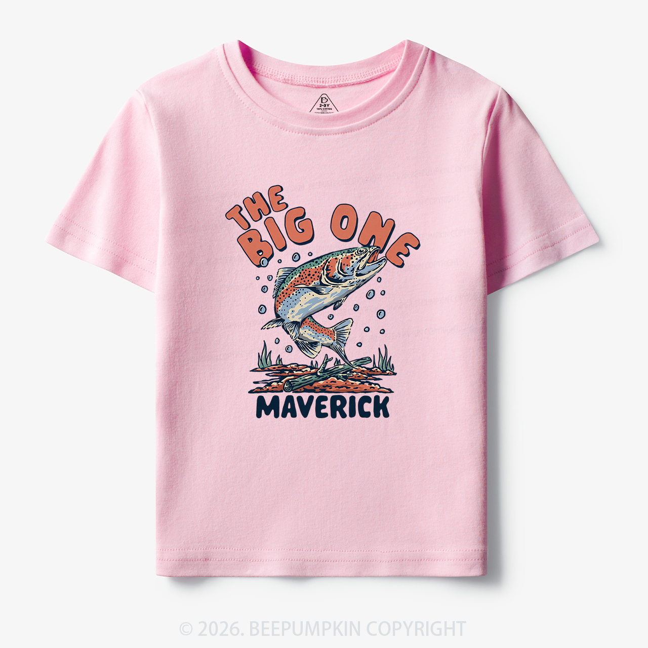 Personalized Retro The Big One Fishing Trout 1st Birthday Toddler&Kid's Tees