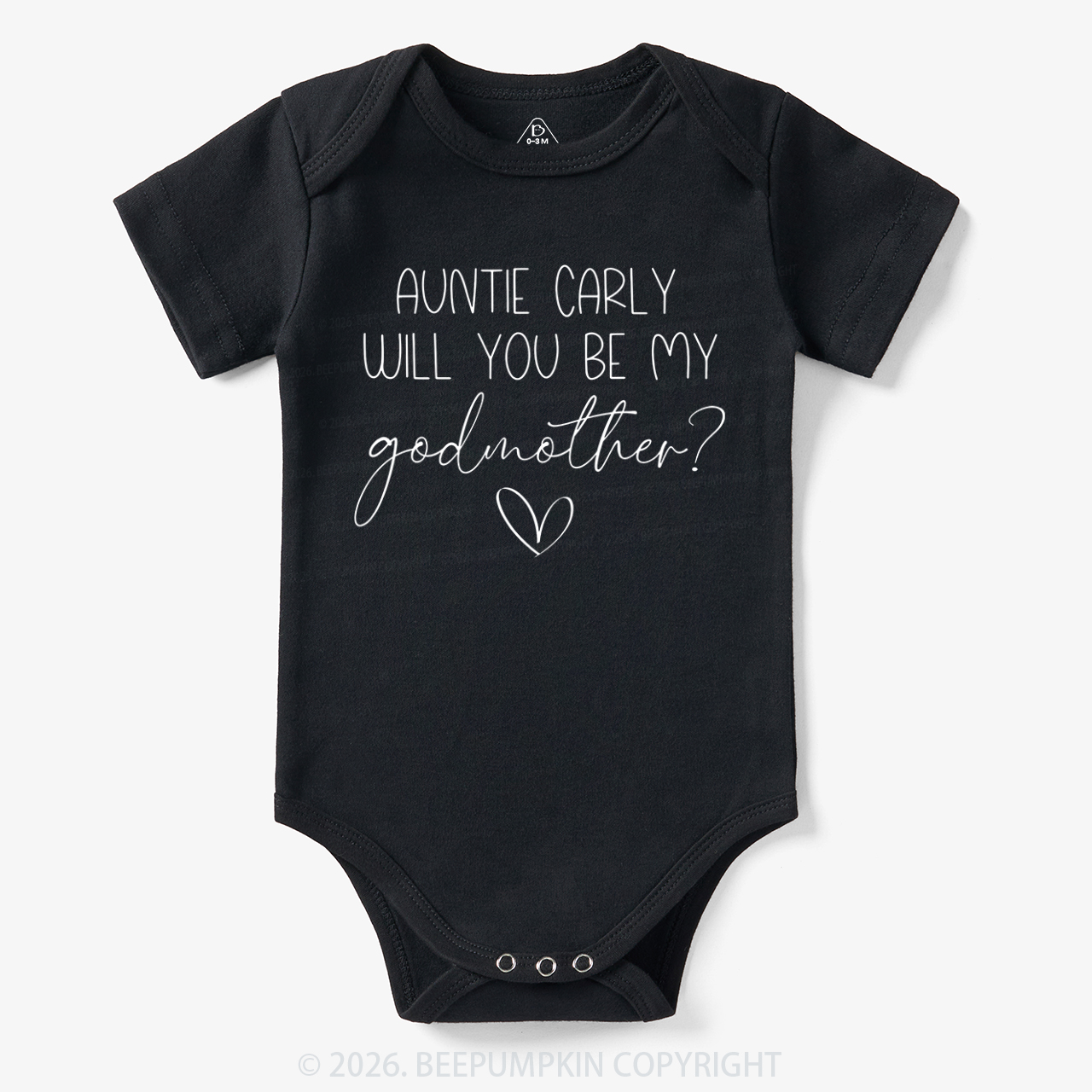 Personalized Auntie Will You Be My Godmother Bodysuit