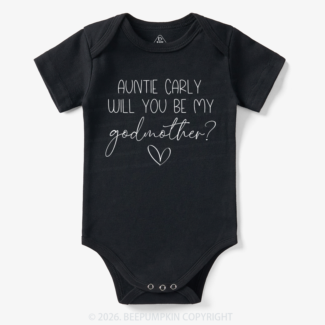 Personalized Auntie Will You Be My Godmother Bodysuit