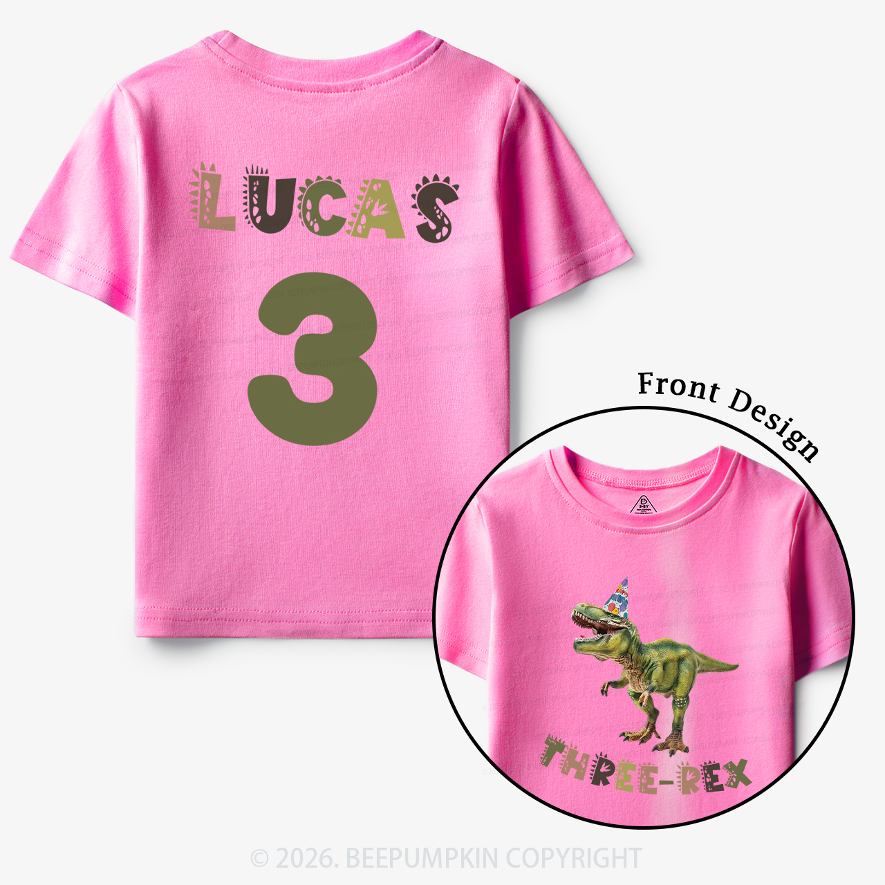 Personalized Dinosaur Birthday Party Toddler&Kid's Tees