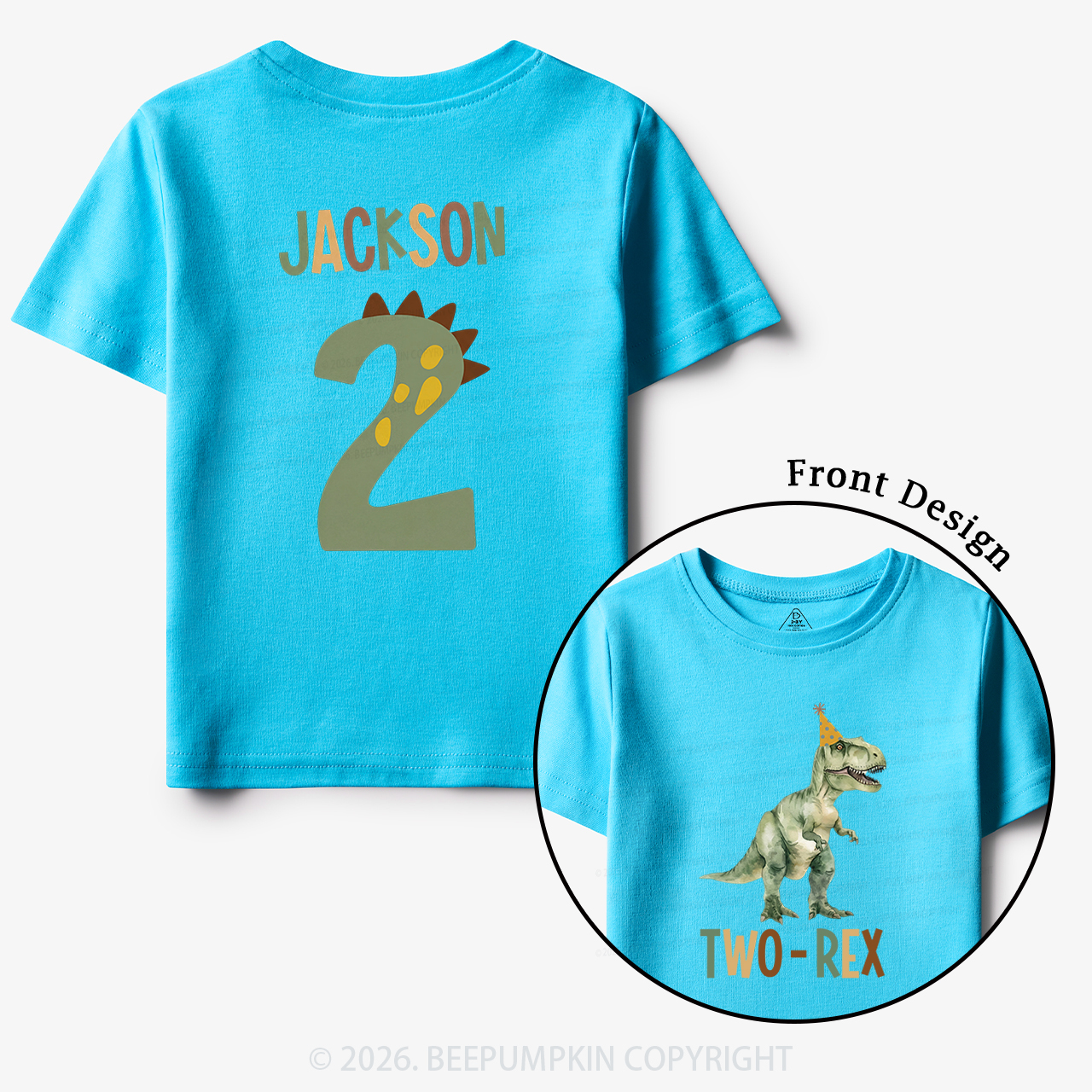 Personalized Dinosaur 2nd Birthday Toddler&Kid's Tees