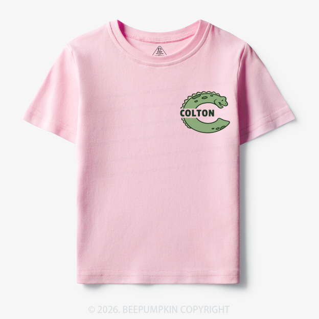 Personalized Cute Dinosaur Initial With Name Toddler&Kid's Tees