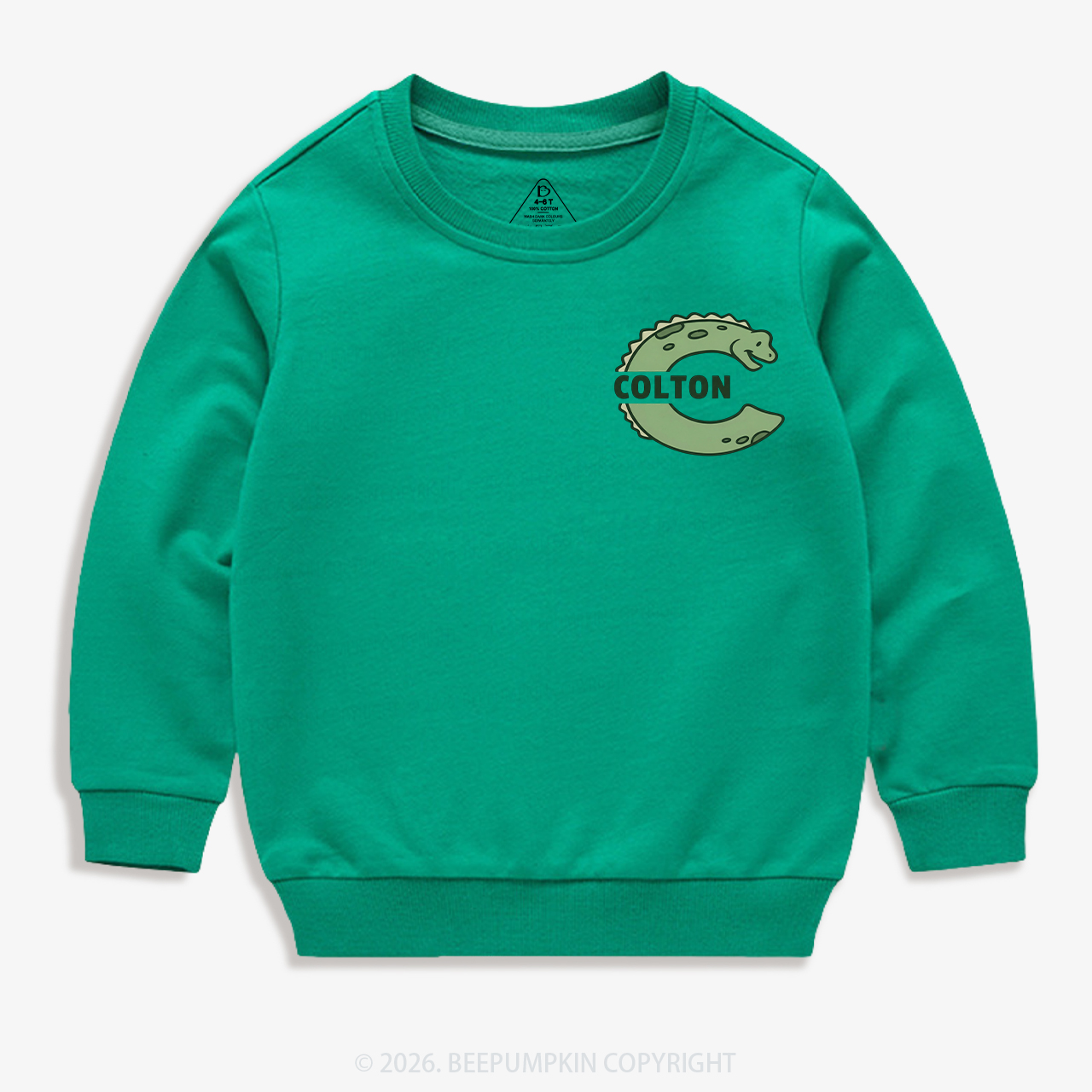 Personalized Cute Dinosaur Initial With Name Kid's Sweatshirt