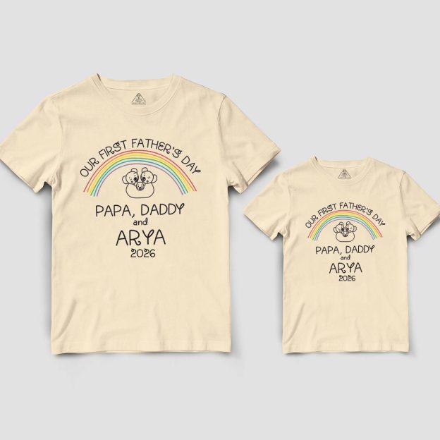 Out First Custom Name Lesbian Dad & Me Matching T-Shirts