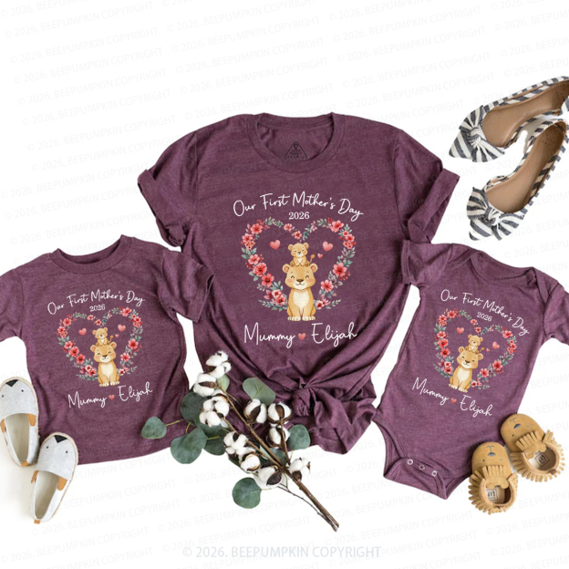 Personalized Cheetah Heart Wreath Mom&Me Matching T-Shirts