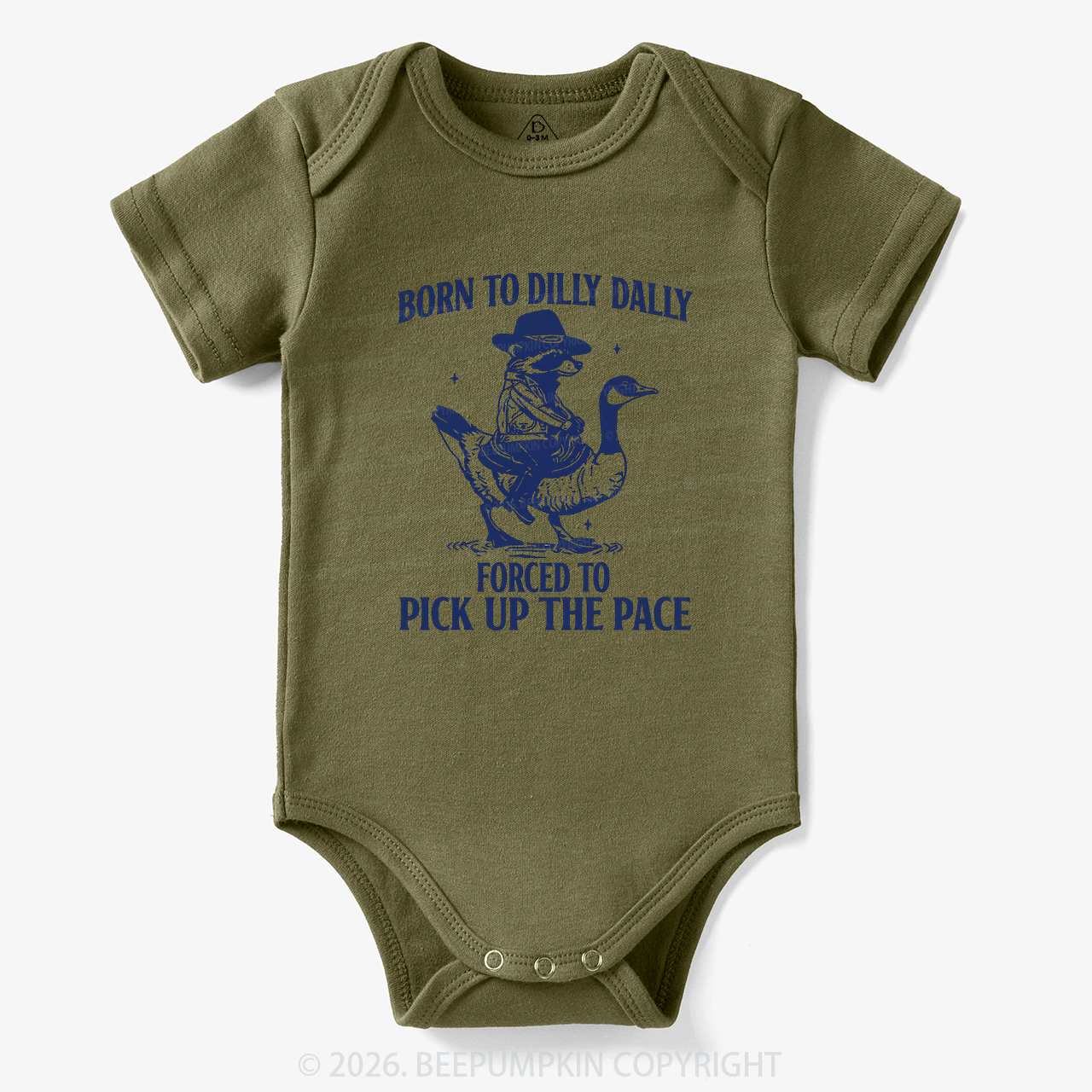 Born To Dilly Dally Retro Racoon Goose Bodysuit